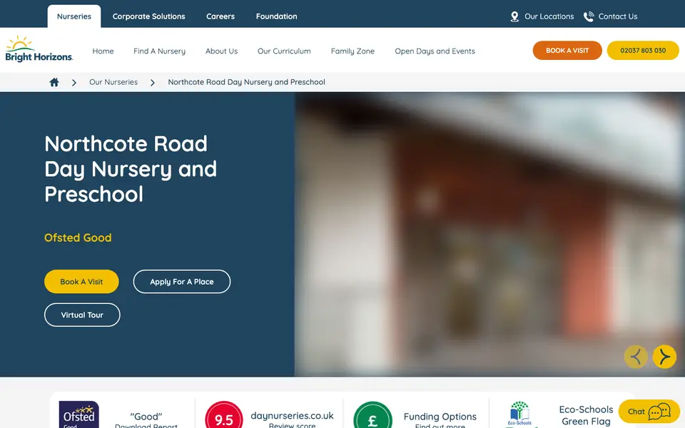 Home page of Bright Horizons Northcote Road Day Nursery and Preschool's website