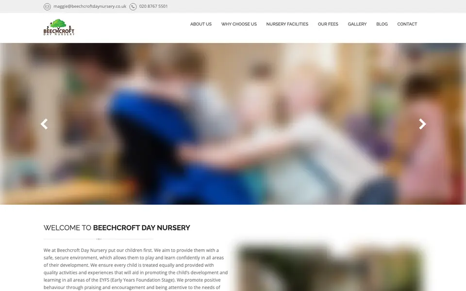 Home page of Beechcroft Day Nursery's website
