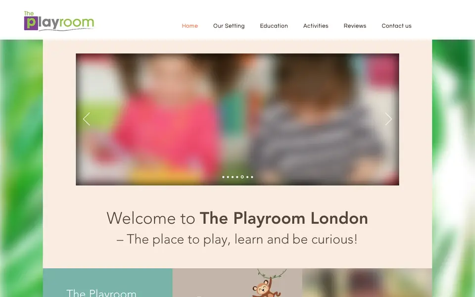 Home page of The Playroom's website