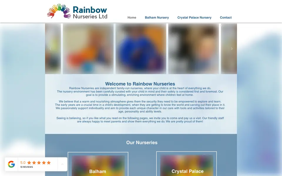 Home page of Balham Rainbow Nursery's website