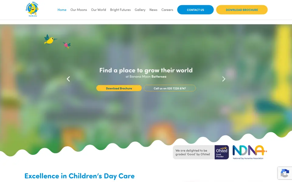 Home page of Banana Moon Day Nursery Battersea's website