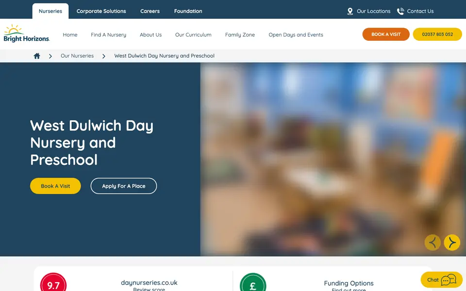 Home page of Bright Horizons West Dulwich Day Nursery and Preschool's website