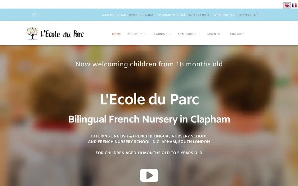 Home page of Ecole Du Parc's website