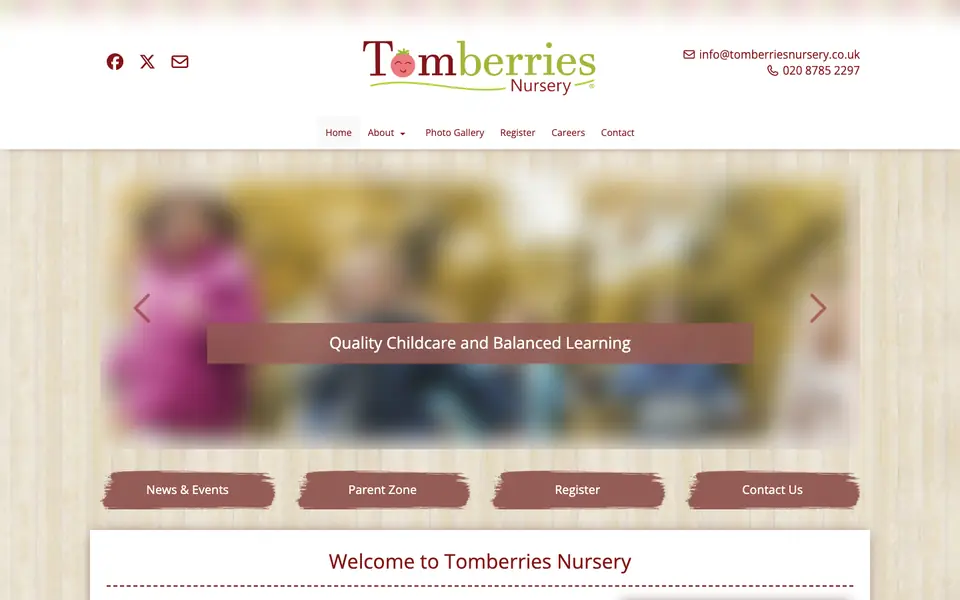 Home page of Tomberries Nursery's website