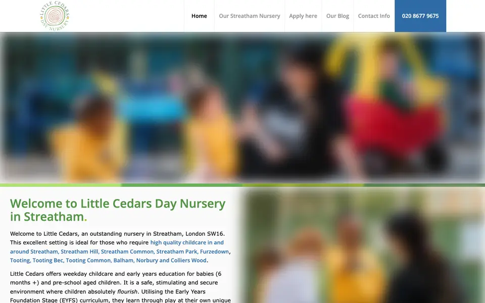 Home page of Little Cedars Day Nursery's website