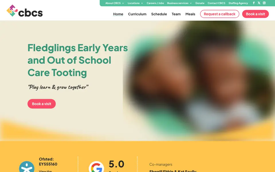Home page of Fledglings Early Years & Out Of School Care's website
