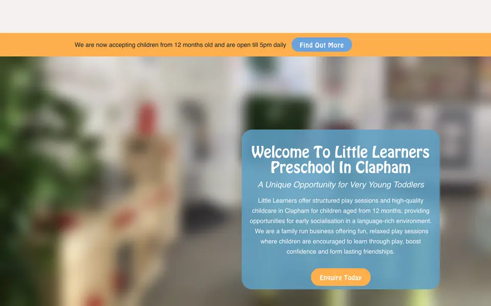 Home page of Little Learners's website